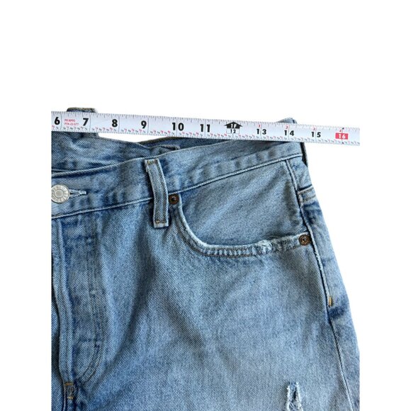 AGOLDE Denim Distressed Asymmetrical Shorts Size 28 - Picture 6 of 11